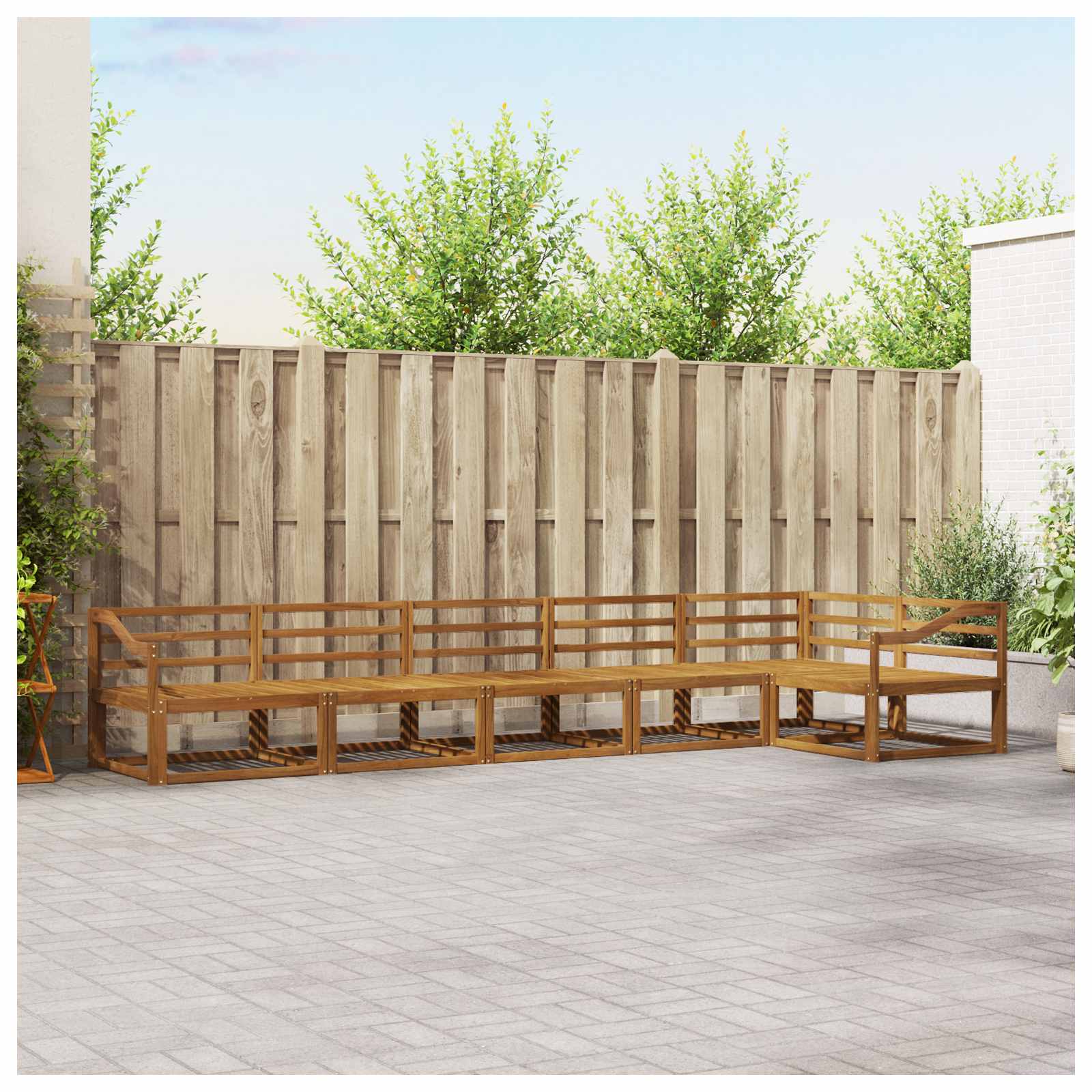 Buiten bankenset 6 pcs Naturel Massief Acaciahout image 3