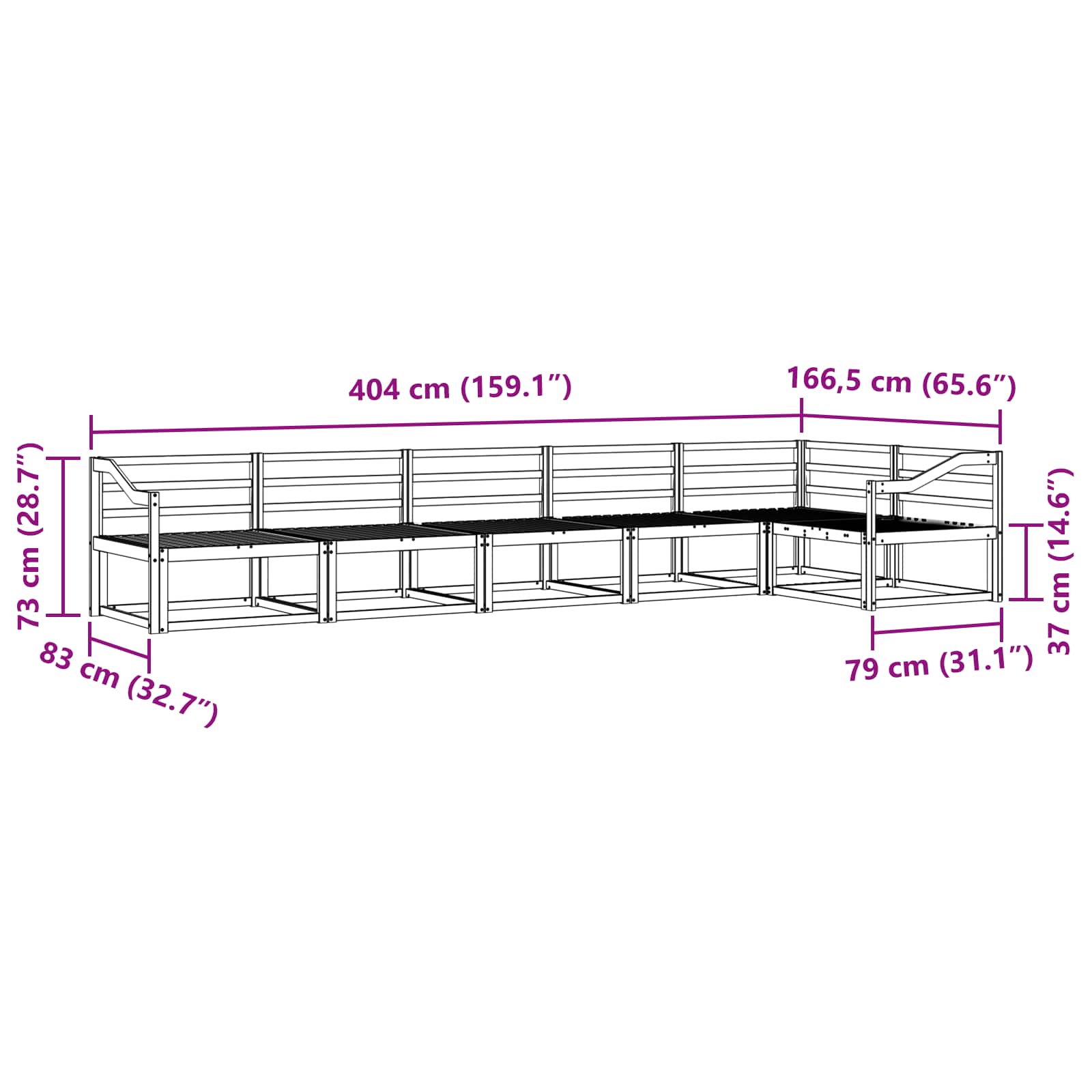 Buiten bankenset 6 pcs Naturel Massief Acaciahout image 7