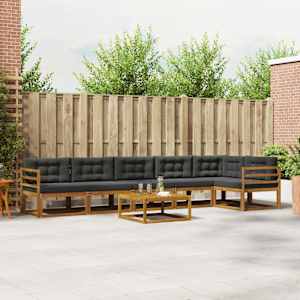 Zunanja garnitura za sedenje 7 pcs Naravna in antracitna