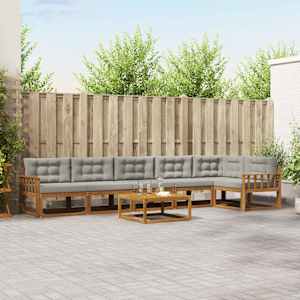 Zunanja garnitura za sedenje 7 pcs Naravna in svetlo siva