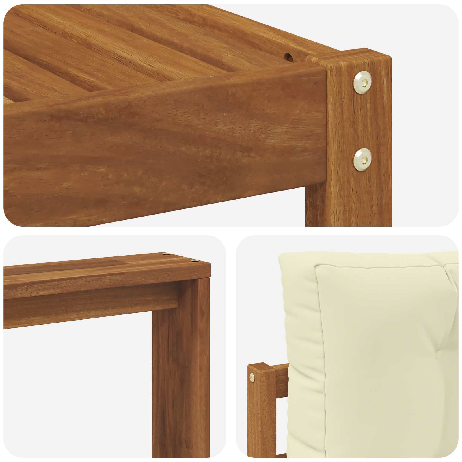 Zunanja garnitura za sedenje z blazino 7 pcs Naravna in smetana - slika 7