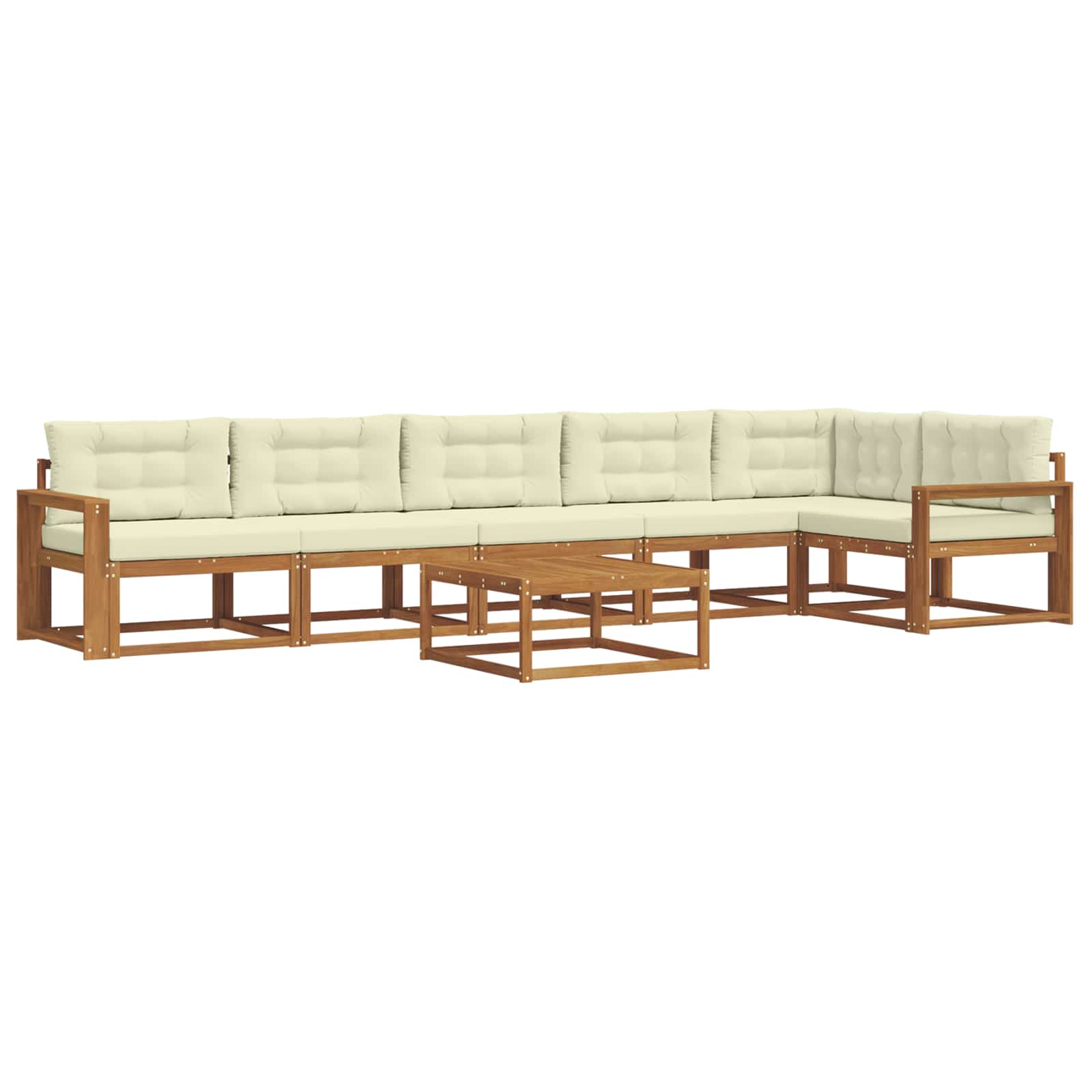 Zunanja garnitura za sedenje z blazino 7 pcs Naravna in smetana - slika 2