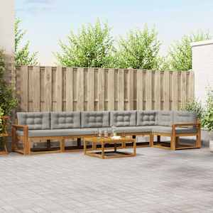 Zunanja garnitura za sedenje 7 pcs Naravna in svetlo siva