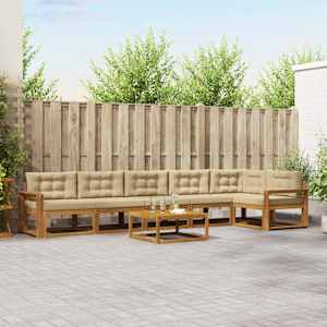 Zunanja garnitura za sedenje z blazino 7 pcs Naravna in bež