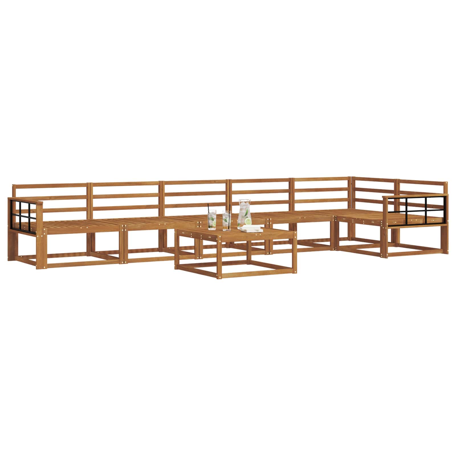 Buiten bankenset 7 pcs Naturel Massief Acaciahout image 3