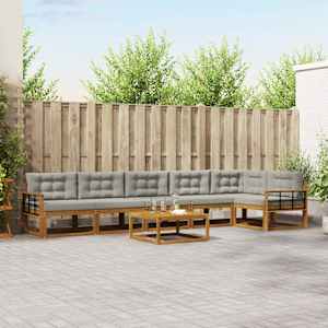 Zunanja garnitura za sedenje 7 pcs Naravna in svetlo siva