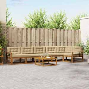 Zunanja garnitura za sedenje z blazino 7 pcs Naravna in bež