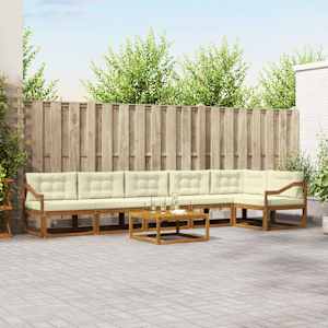 Zunanja garnitura za sedenje z blazino 7 pcs Naravna in smetana