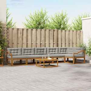 Zunanja garnitura za sedenje 7 pcs Naravna in svetlo siva