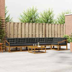 Zunanja garnitura za sedenje 7 pcs Naravna in antracitna