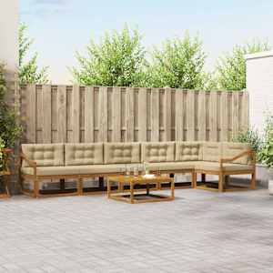 Zunanja garnitura za sedenje z blazino 7 pcs Naravna in bež