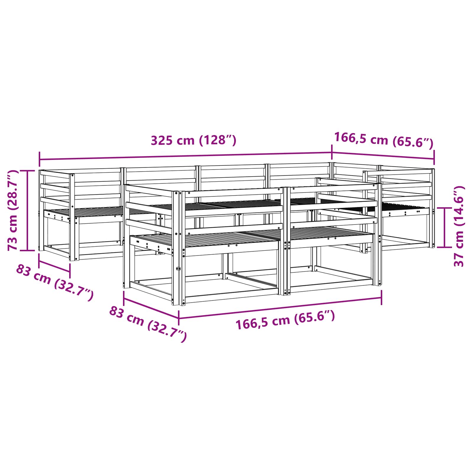 Buiten bankenset 7 pcs Naturel Massief Acaciahout image 6