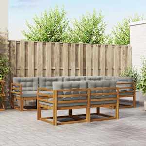 Zunanja garnitura za sedenje 7 pcs Naravna in svetlo siva