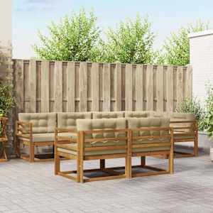 Zunanja garnitura za sedenje z blazino 7 pcs Naravna in bež