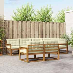 Zunanja garnitura za sedenje z blazino 7 pcs Naravna in smetana