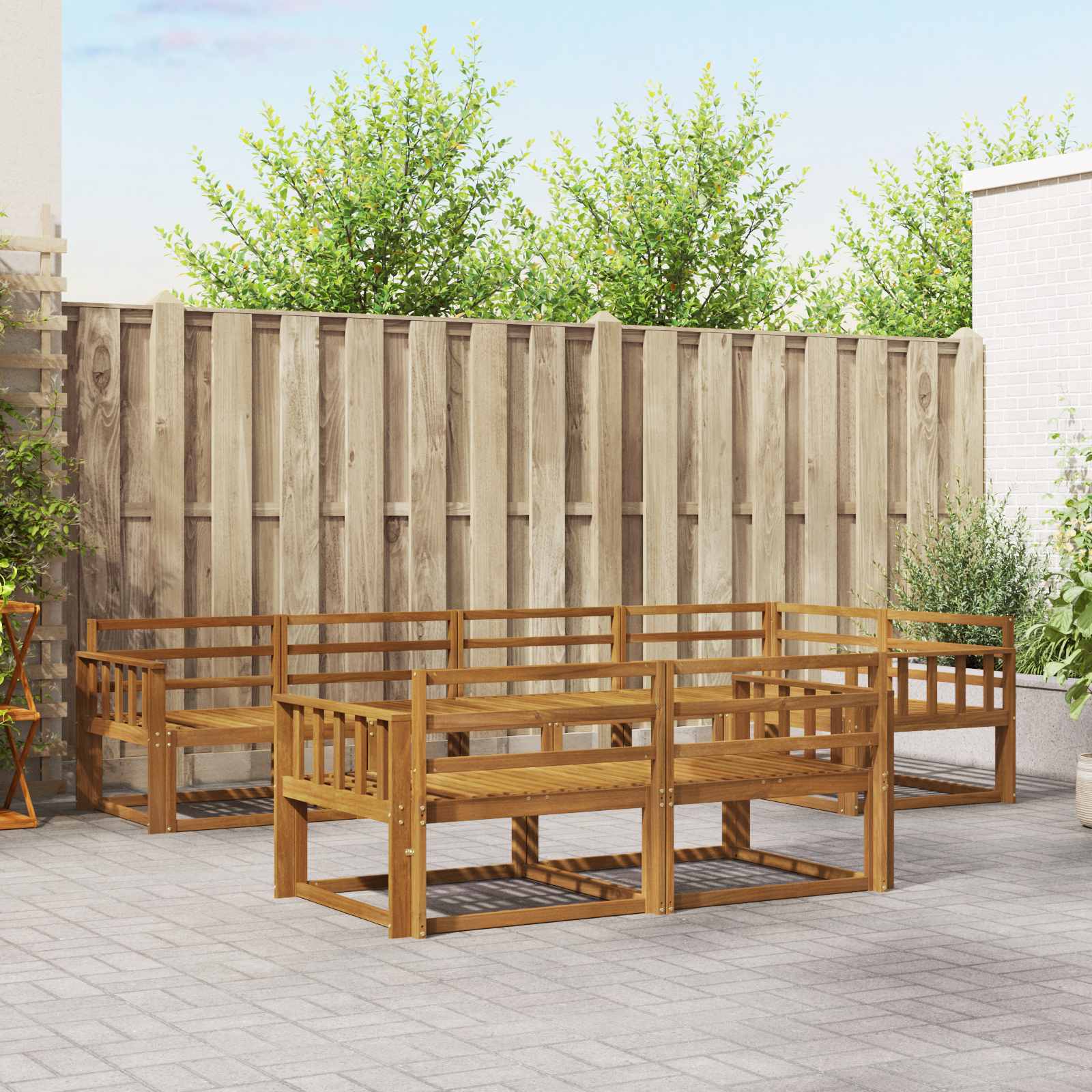 vidaXL Set de canapele de exterior 7 pcs natural Lemn Solid de Acacia