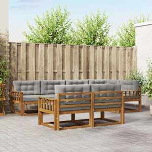 Zunanja garnitura za sedenje 7 pcs Naravna in svetlo siva