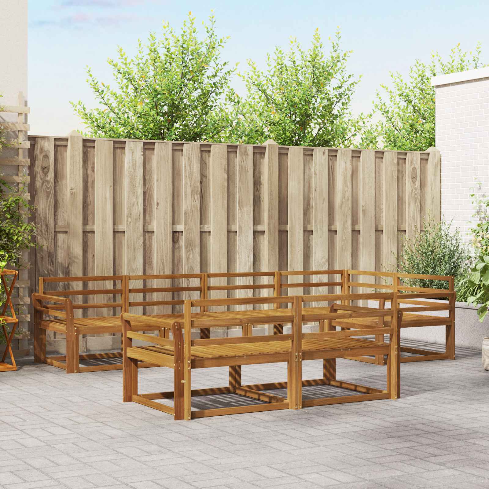 vidaXL Set de canapele de exterior 7 pcs natural Lemn Solid de Acacia