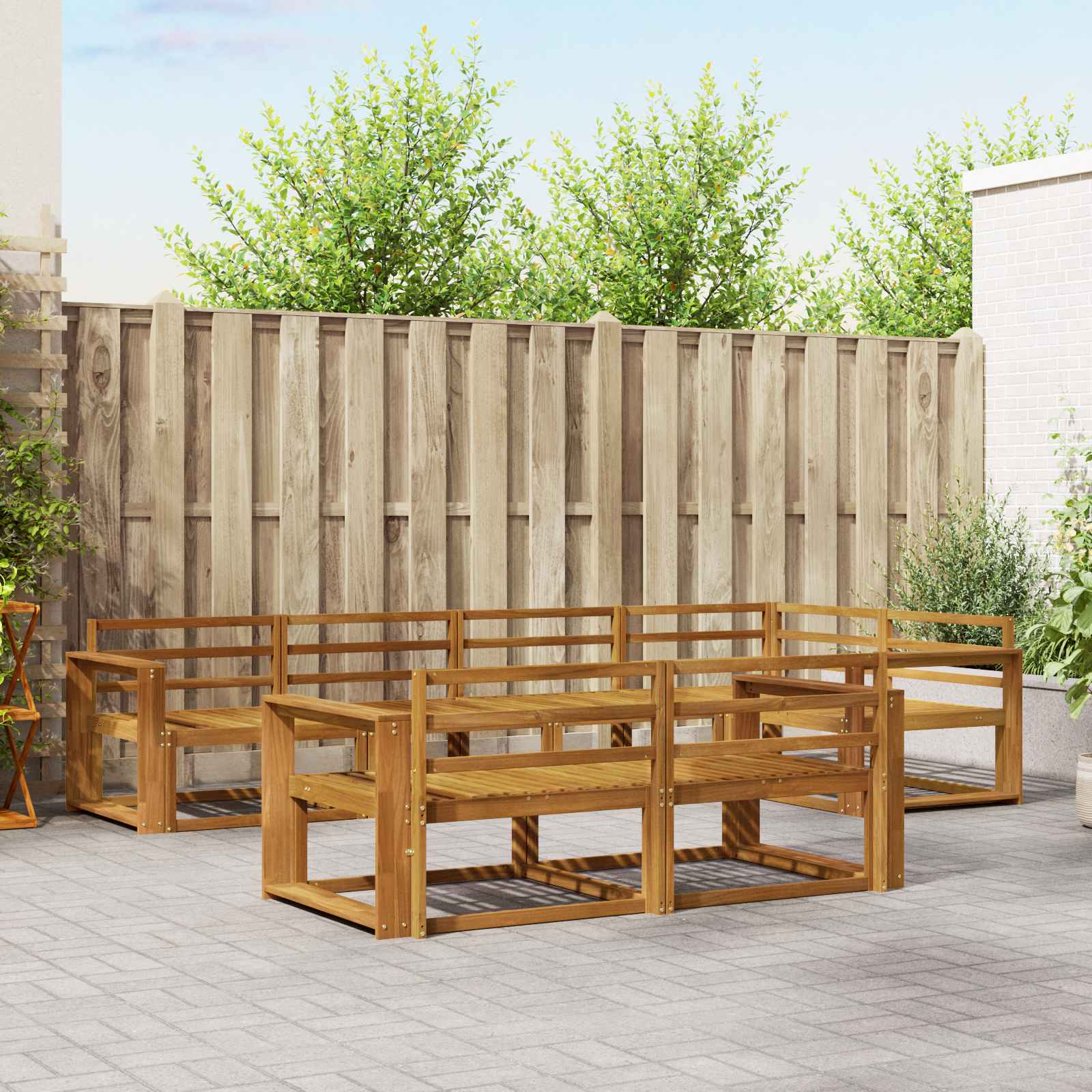 Buiten bankenset 7 pcs Naturel Massief Acaciahout image 1