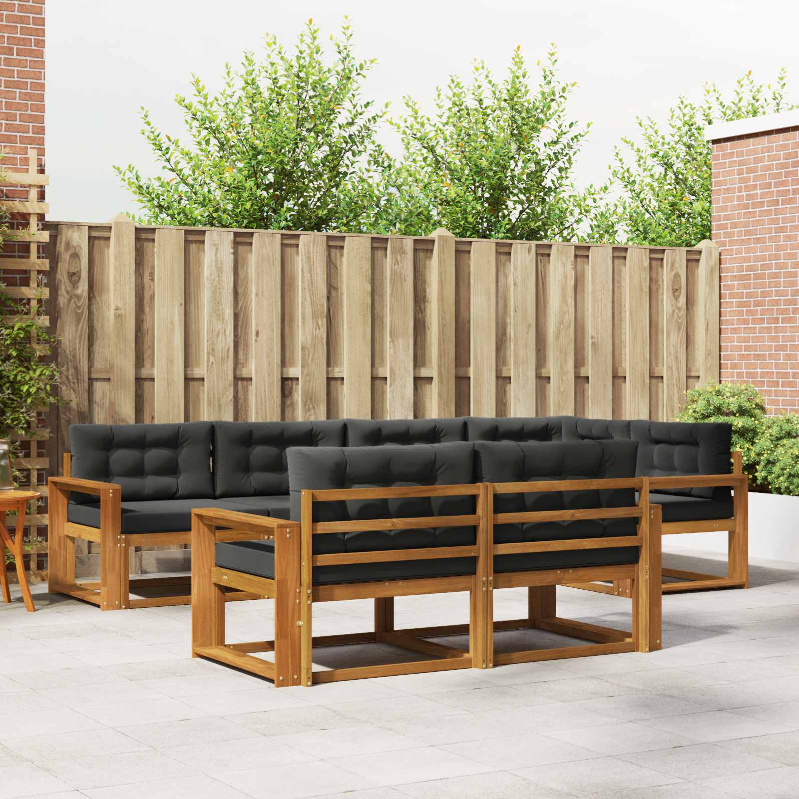 vidaXL Set de canapele de exterior cu pernă 7 pcs Natural și Antracit