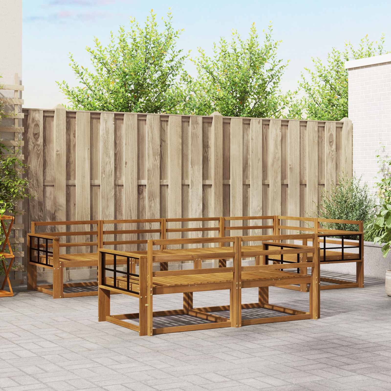 vidaXL Set de canapele de exterior 7 pcs natural Lemn Solid de Acacia