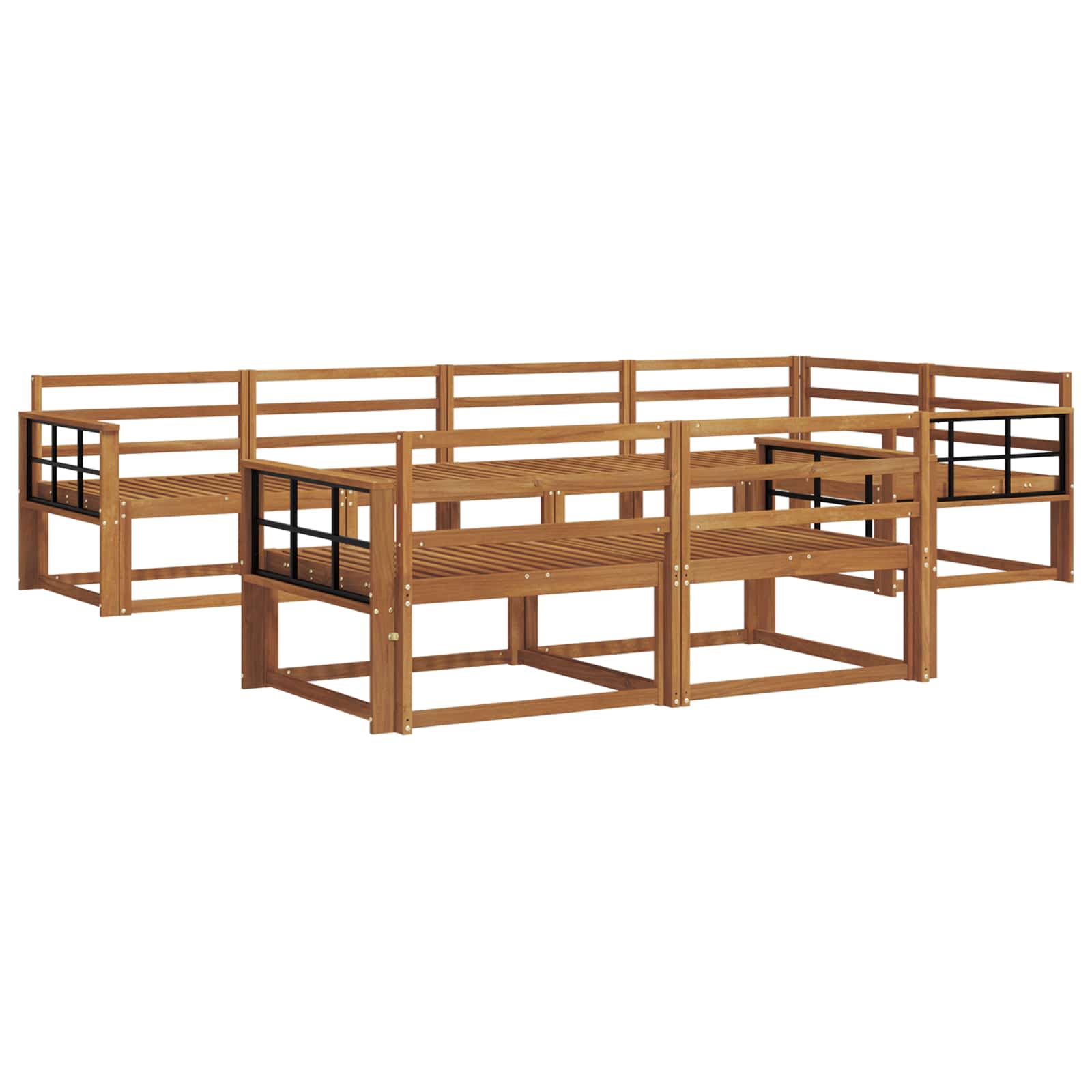 Buiten bankenset 7 pcs Naturel Massief Acaciahout image 2