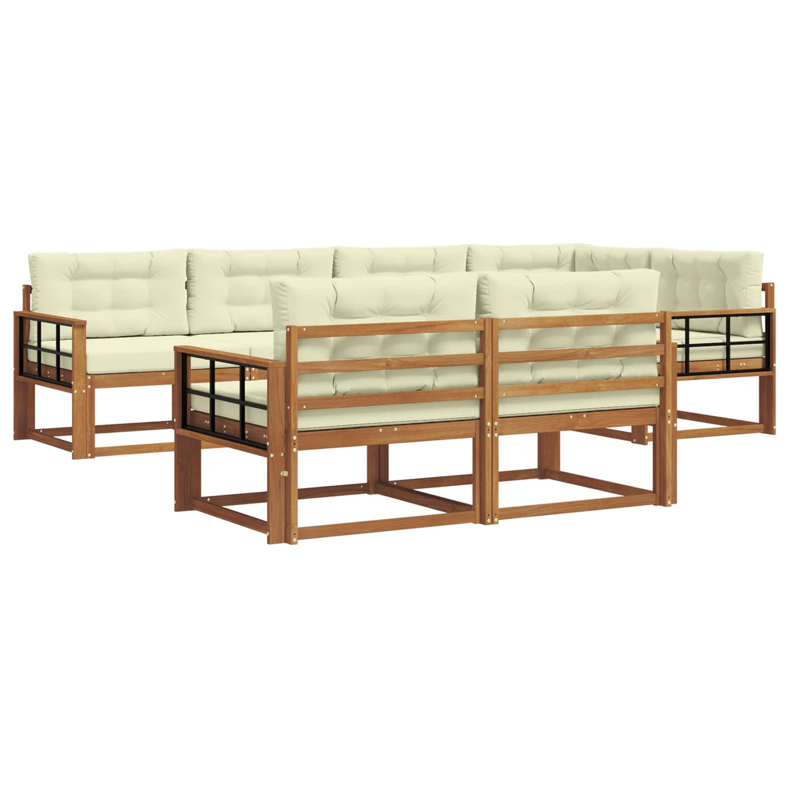 Zunanja garnitura za sedenje z blazino 7 pcs Naravna in smetana - slika 2