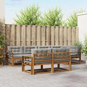 Zunanja garnitura za sedenje 7 pcs Naravna in svetlo siva