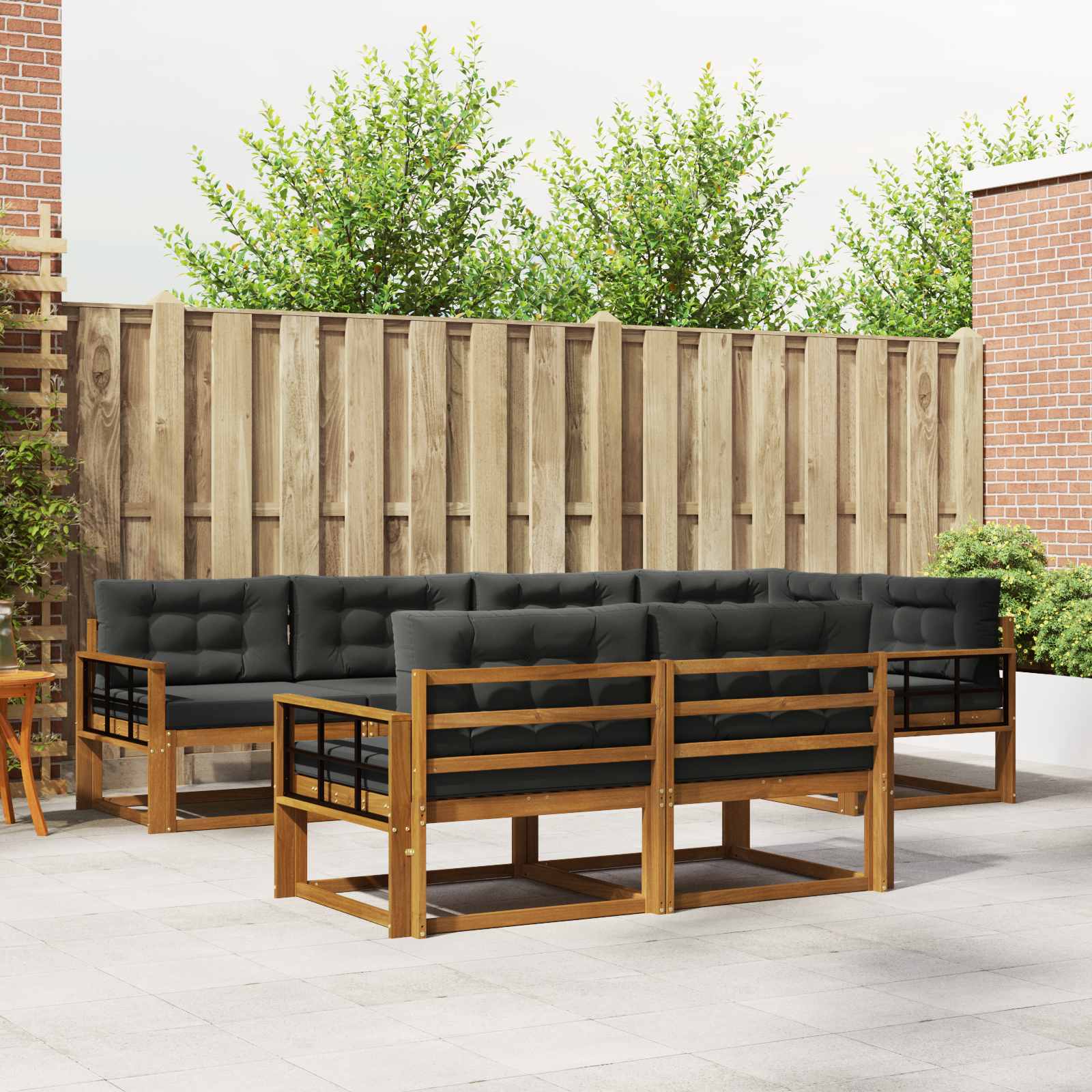 vidaXL Set de canapele de exterior cu pernă 7 pcs Natural și Antracit
