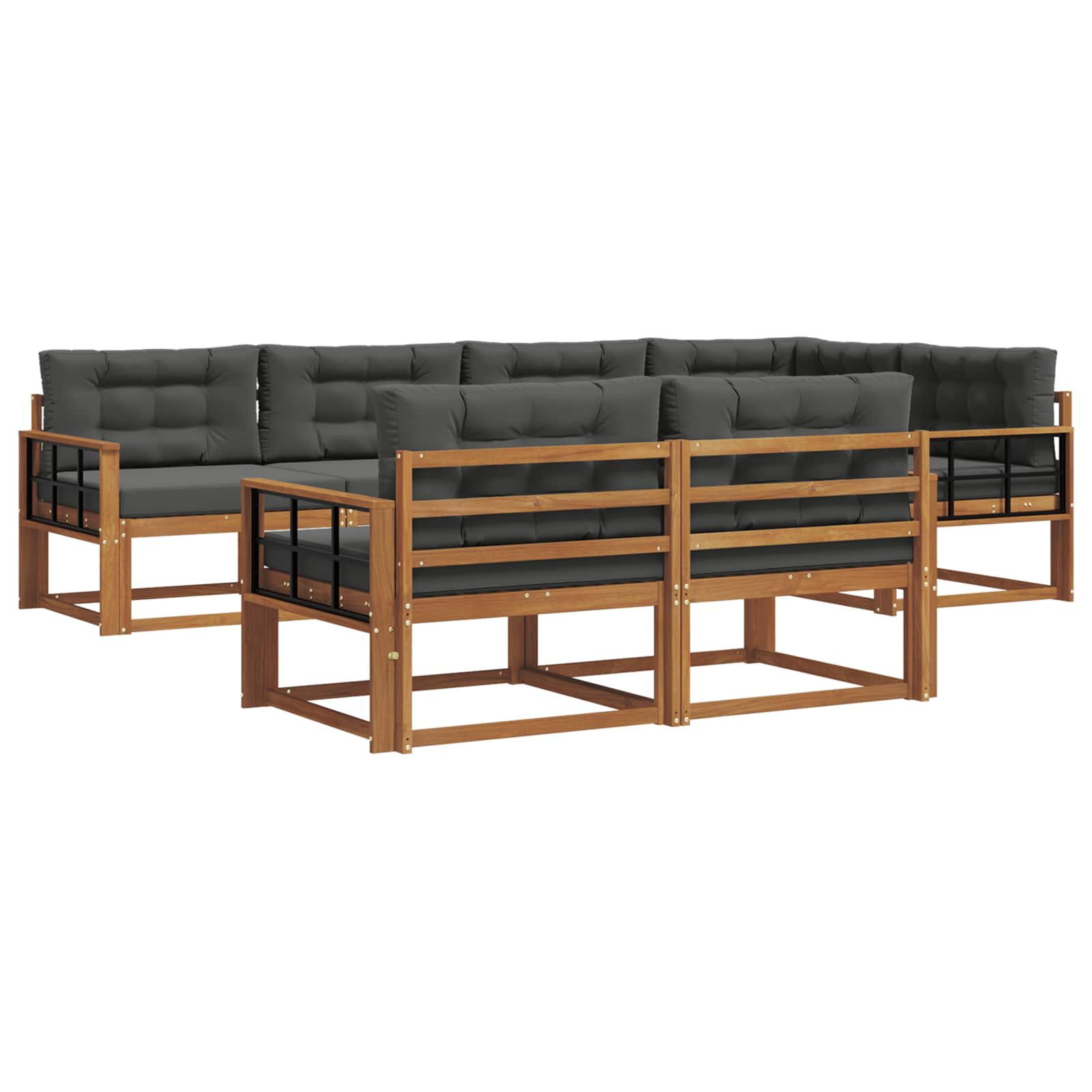 Zunanja garnitura za sedenje 7 pcs Naravna in antracitna - slika 2