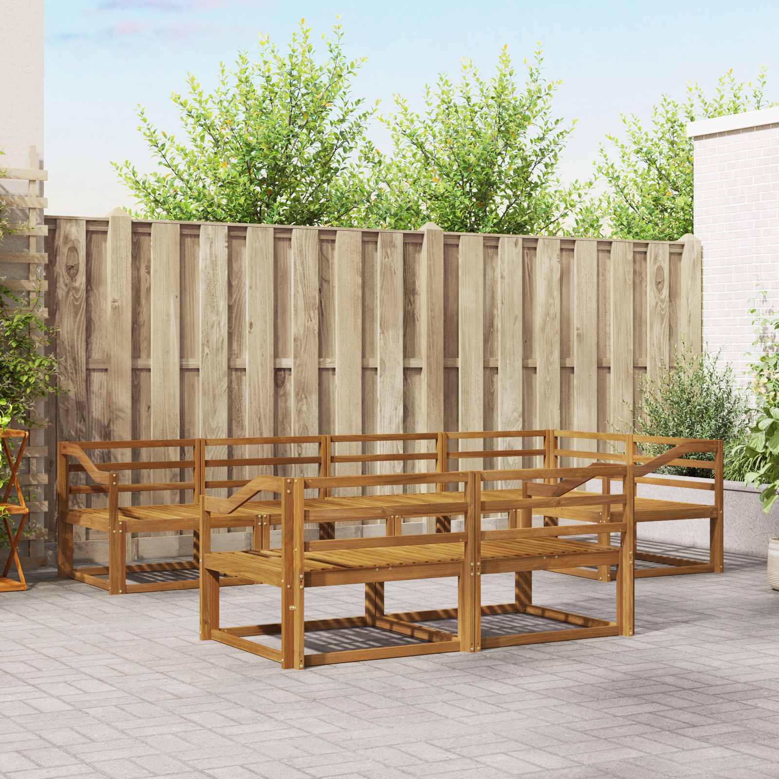 vidaXL Set de canapele de exterior 7 pcs natural Lemn Solid de Acacia