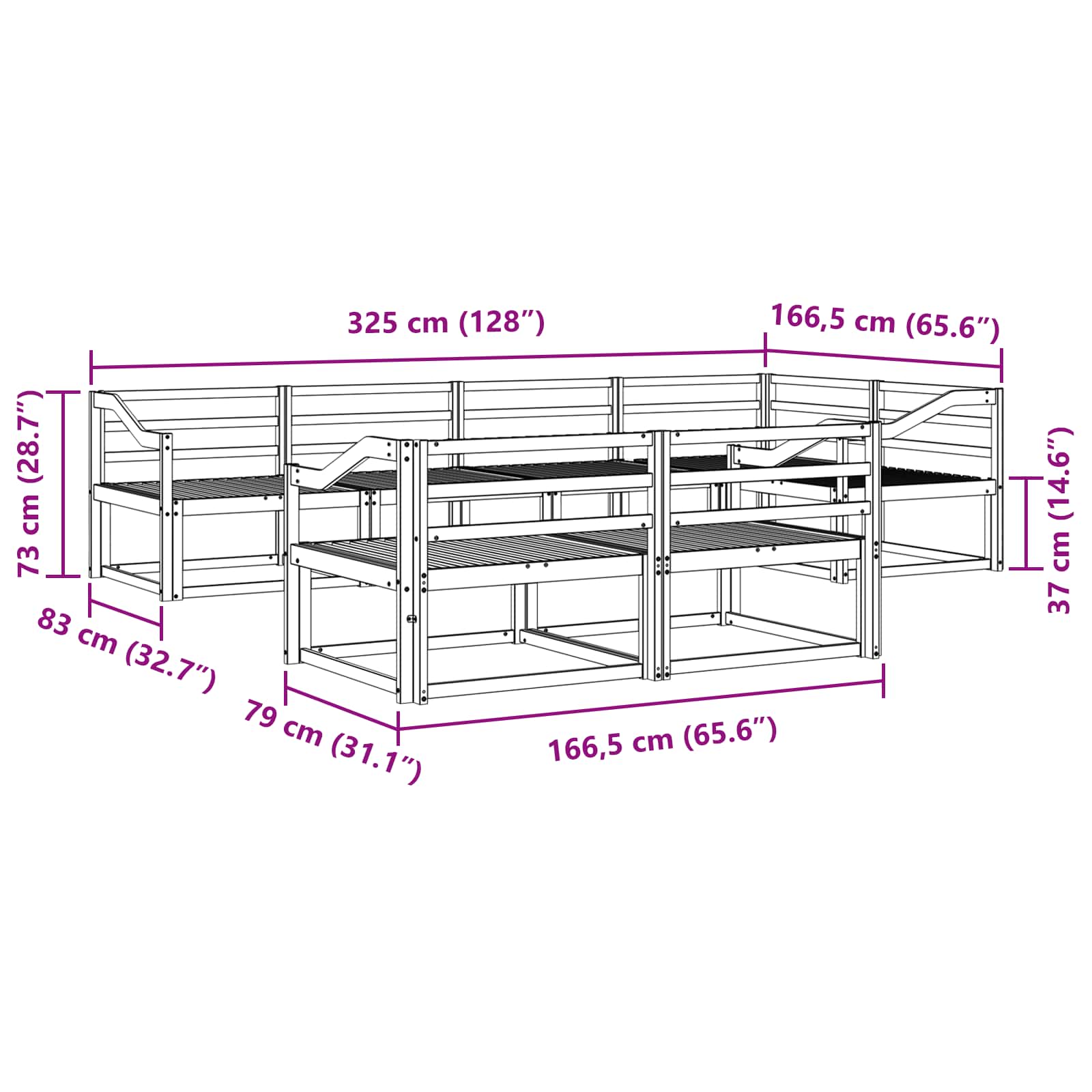 Buiten bankenset 7 pcs Naturel Massief Acaciahout image 6