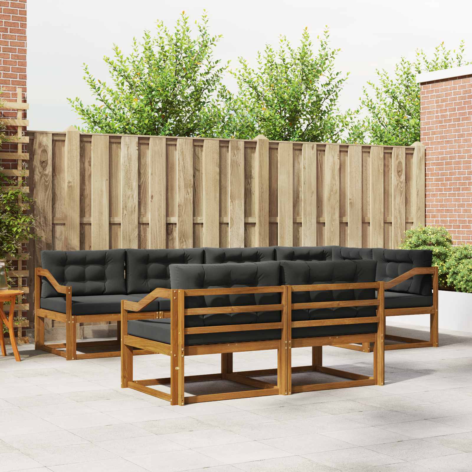 vidaXL Set de canapele de exterior cu pernă 7 pcs Natural și Antracit