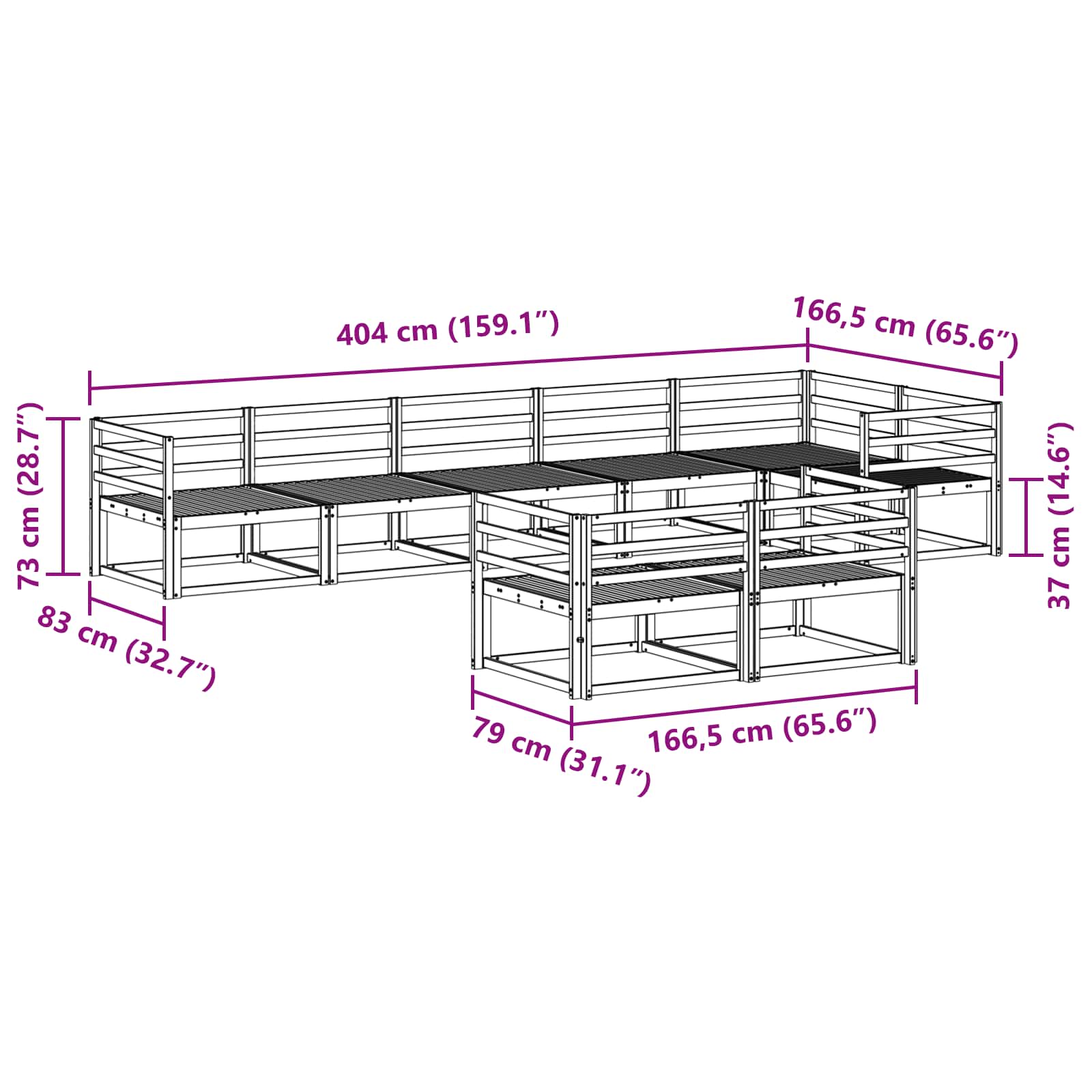 Buiten bankenset 8 pcs Naturel Massief Acaciahout image 7