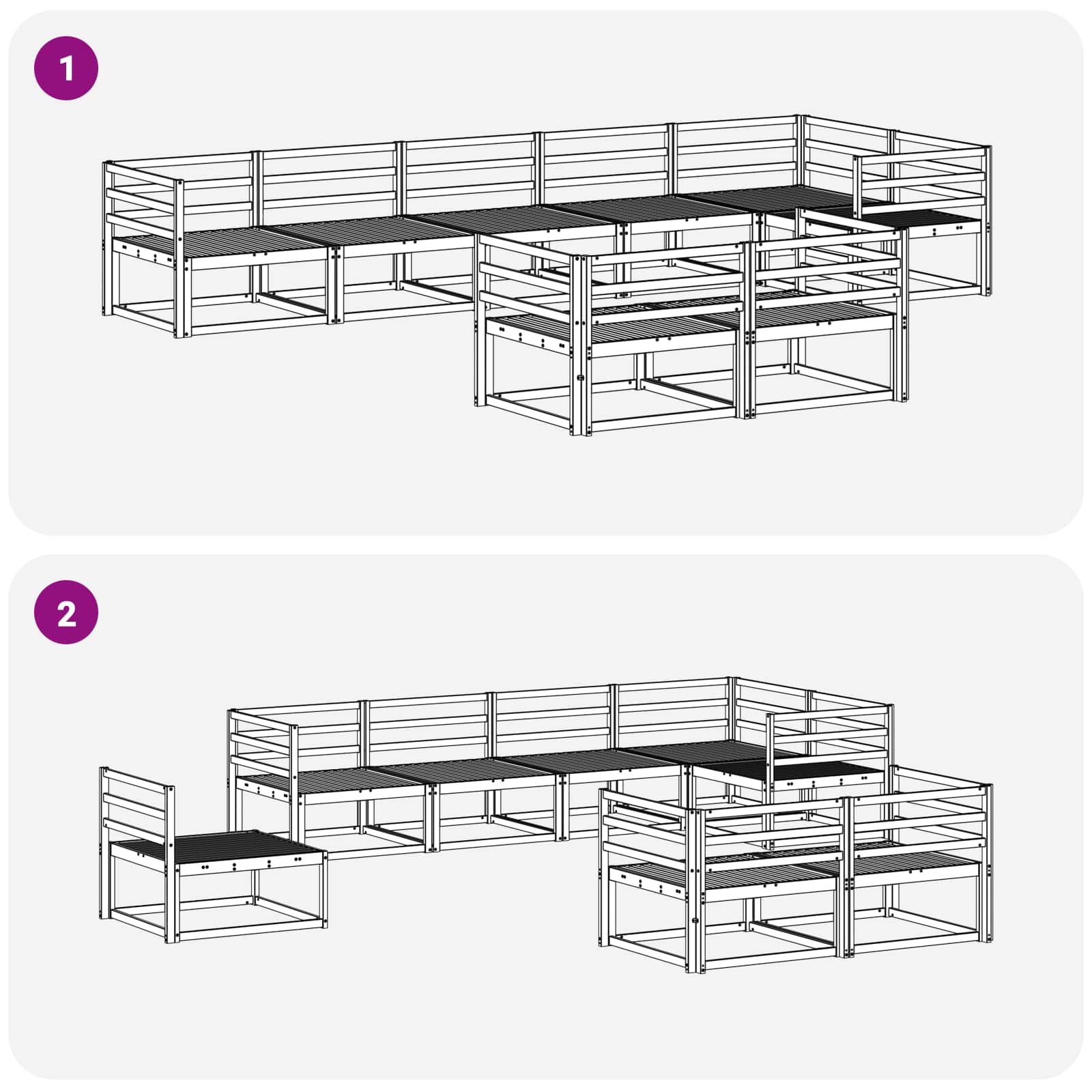 Buiten bankenset 8 pcs Naturel Massief Acaciahout image 6