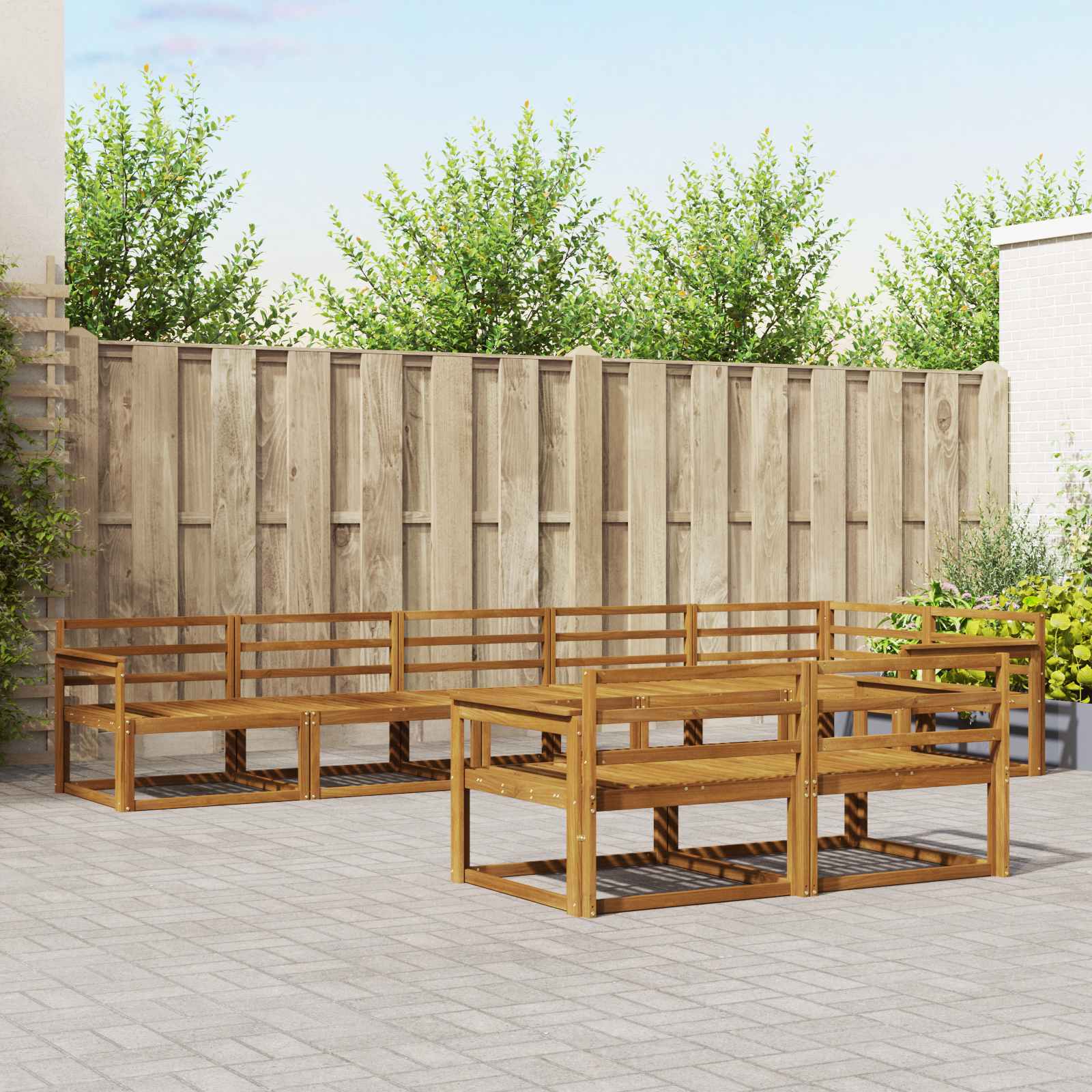 Buiten bankenset 8 pcs Naturel Massief Acaciahout image 1