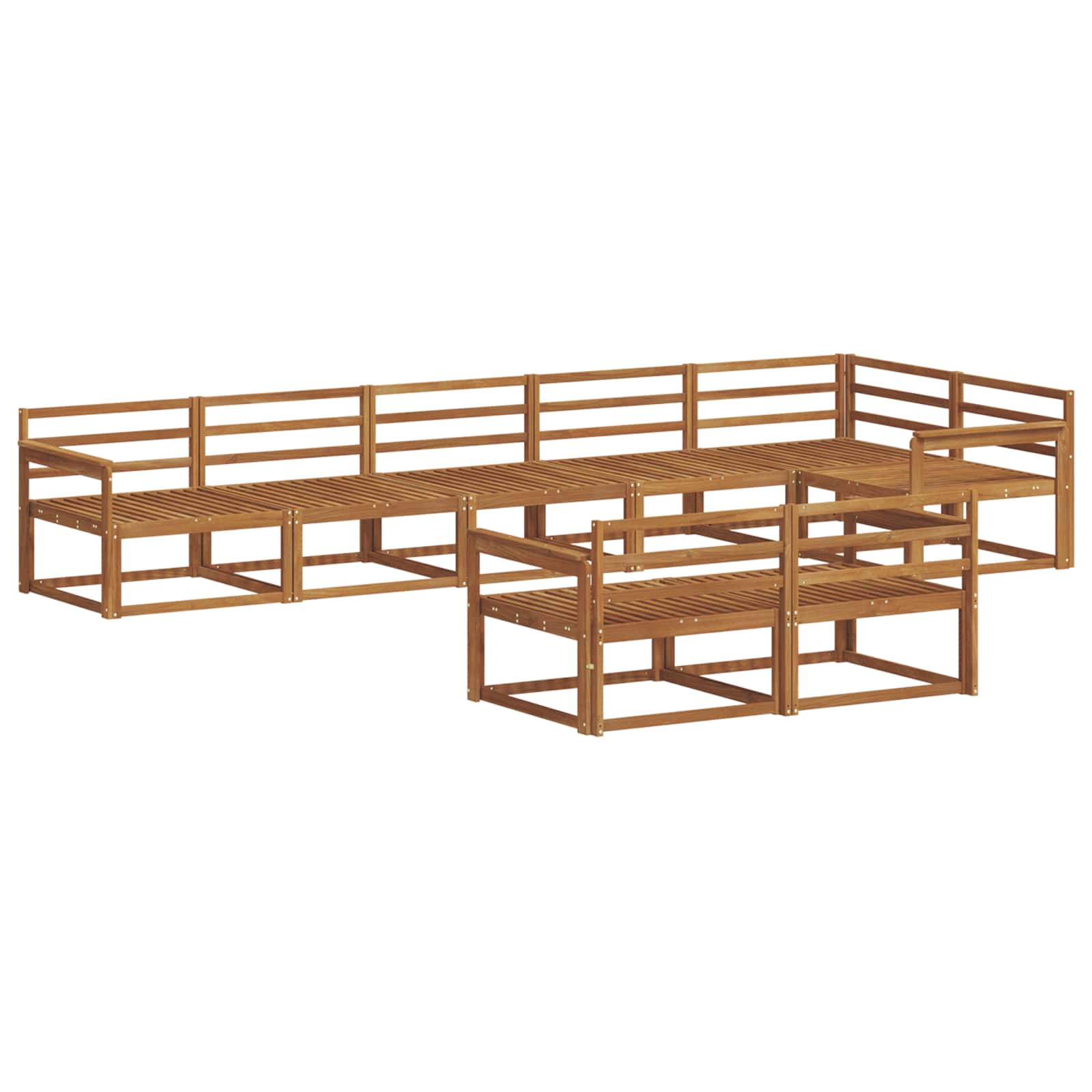 Buiten bankenset 8 pcs Naturel Massief Acaciahout image 2