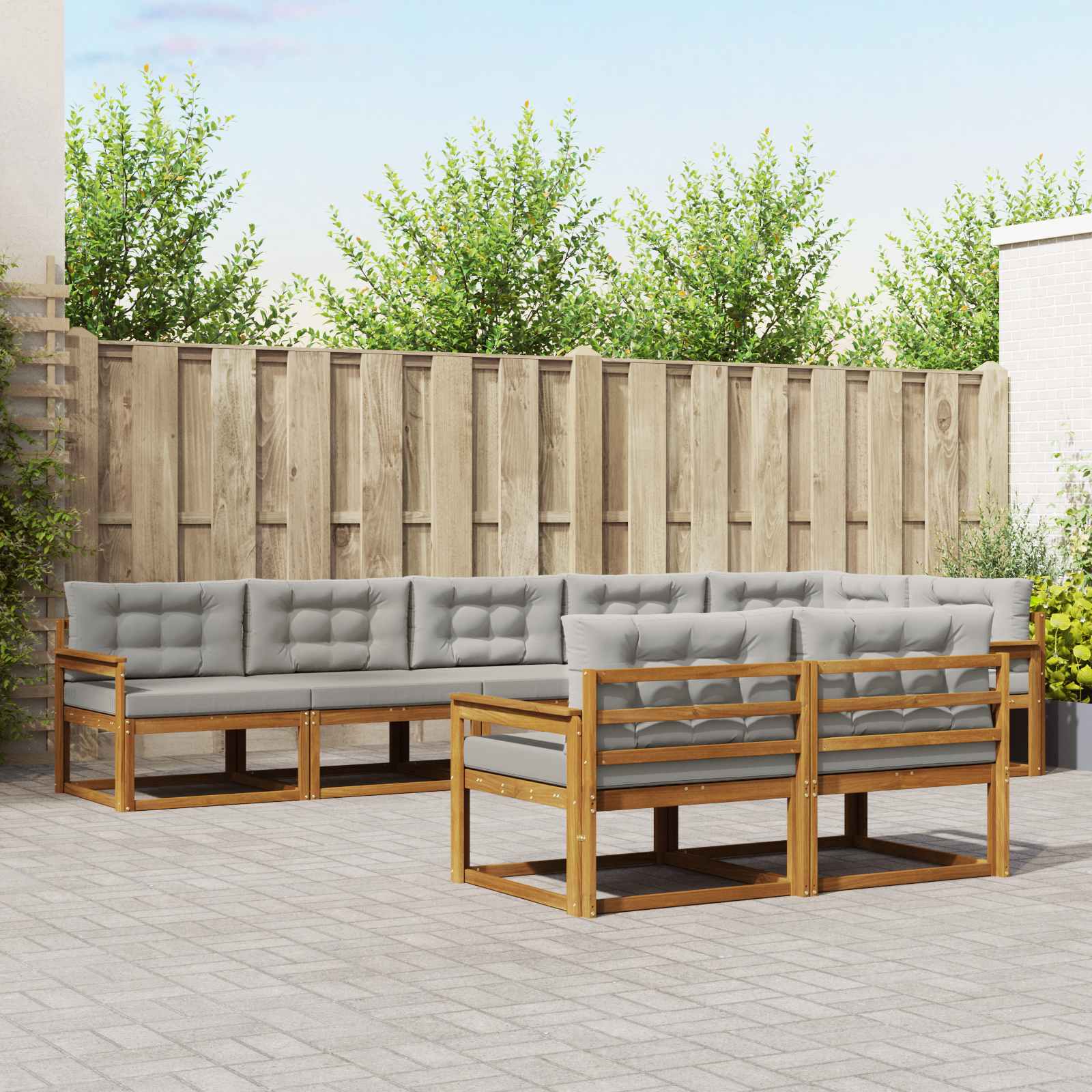 vidaXL Set de canapele de exterior 8 pcs Gri natural și deschis