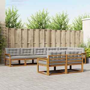 Zunanja garnitura za sedenje 8 pcs Naravna in svetlo siva