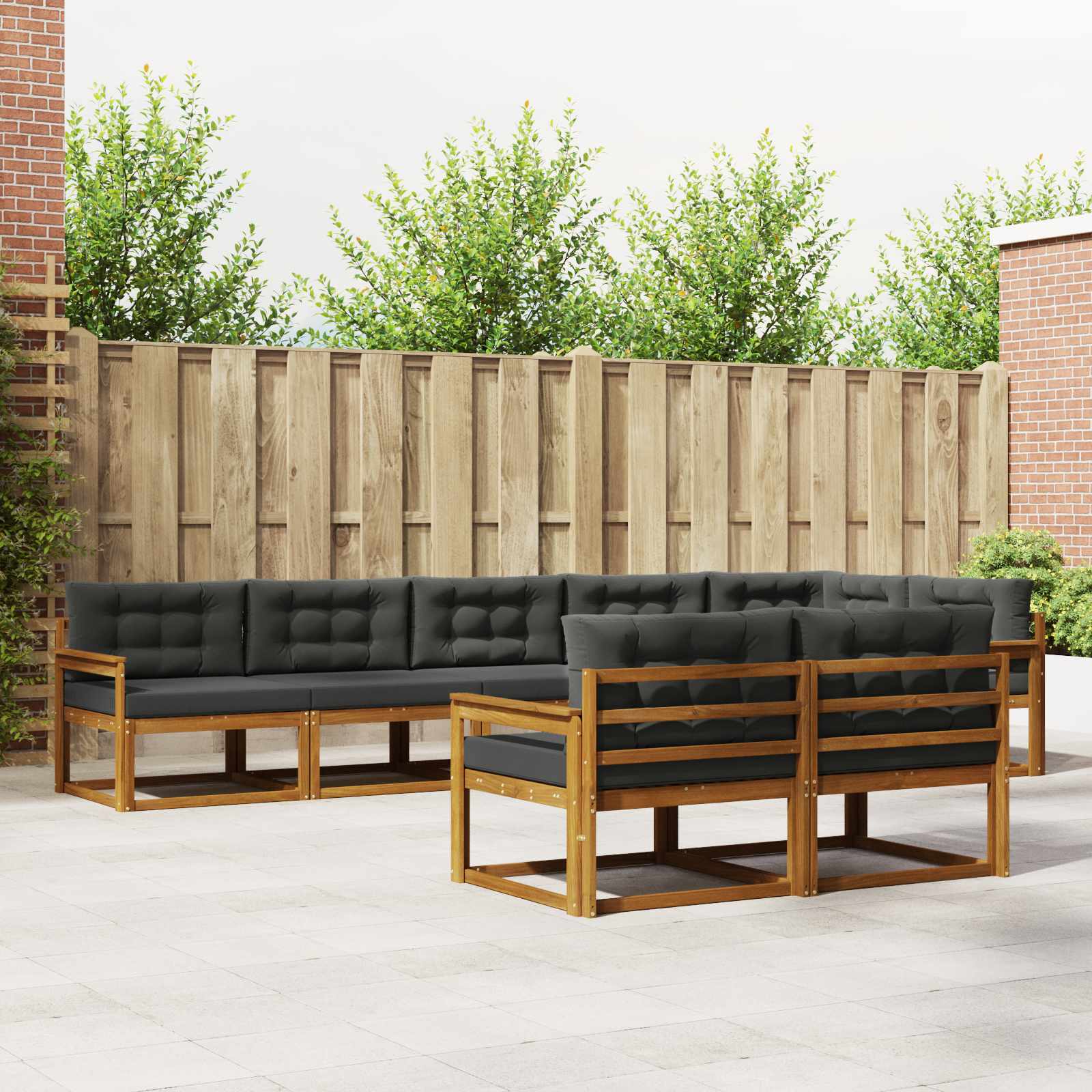 vidaXL Set de canapele de exterior cu pernă 8 pcs Natural și Antracit