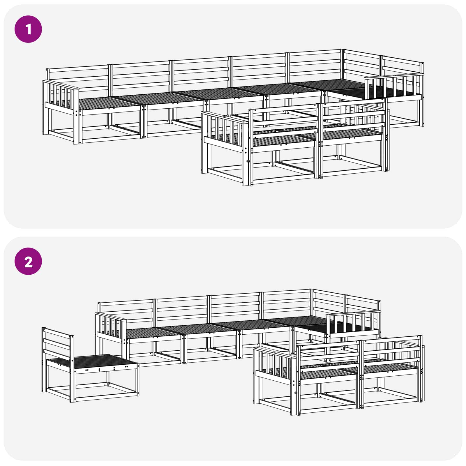 Buiten bankenset 8 pcs Naturel Massief Acaciahout image 6