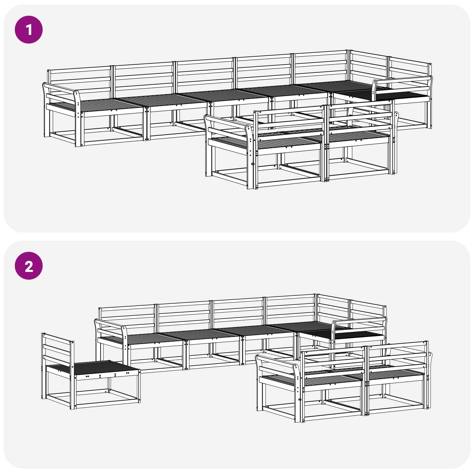 Buiten bankenset 8 pcs Naturel Massief Acaciahout image 6