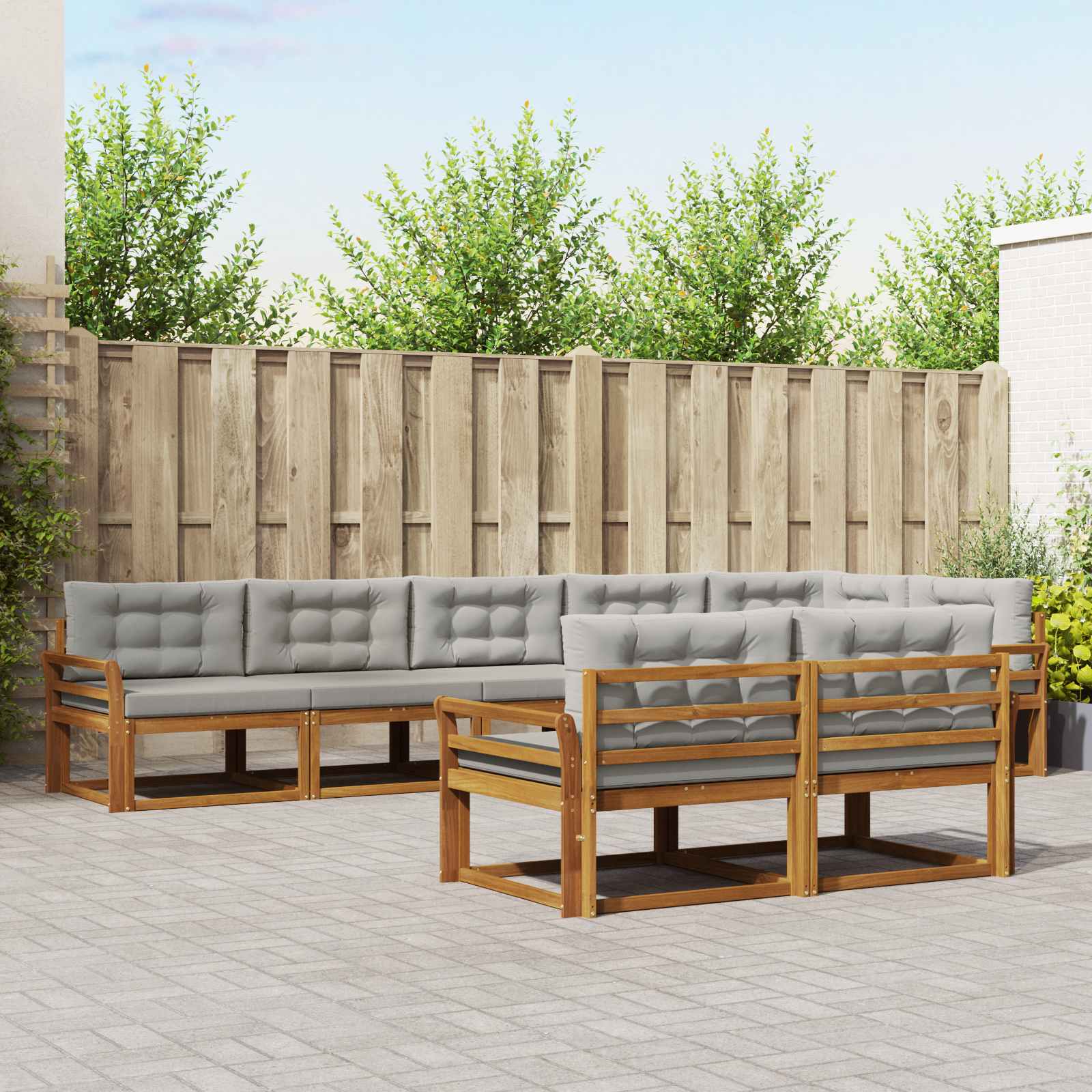 vidaXL Set de canapele de exterior 8 pcs Gri natural și deschis