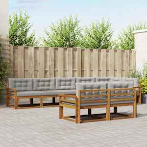 Zunanja garnitura za sedenje 8 pcs Naravna in svetlo siva