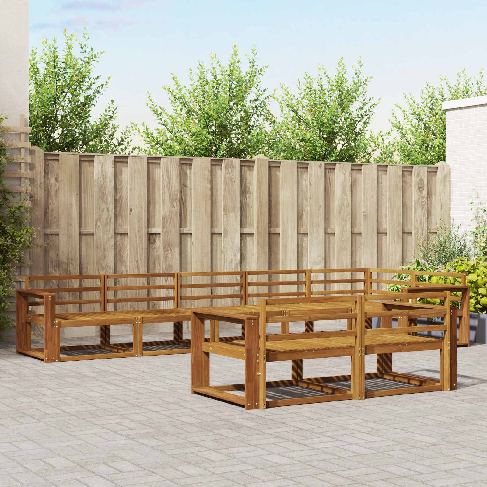 vidaXL Set de canapele de exterior 8 pcs natural Lemn Solid de Acacia