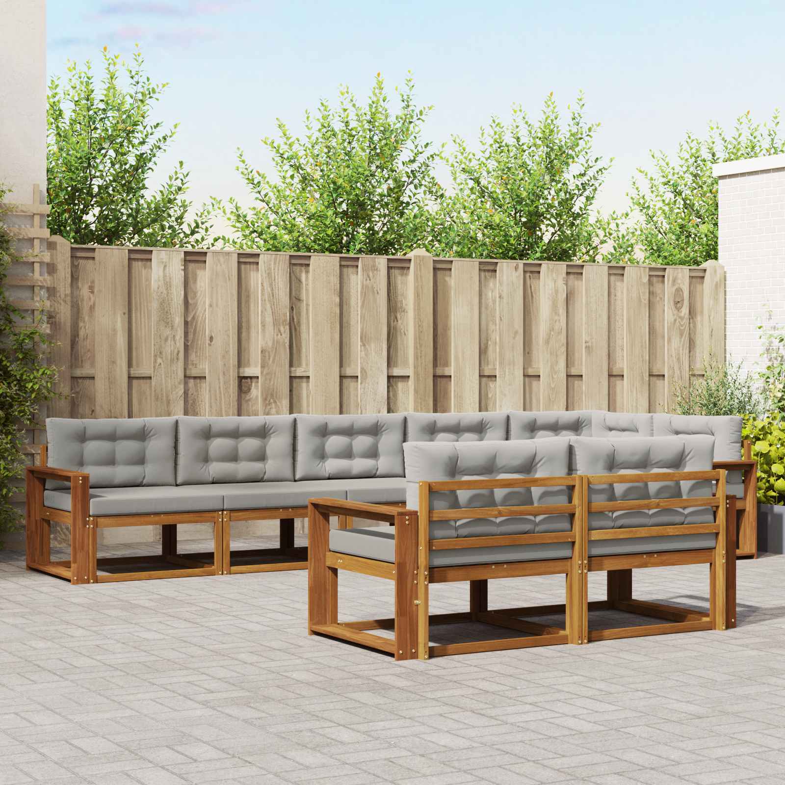 vidaXL Set de canapele de exterior 8 pcs Gri natural și deschis