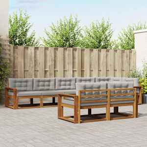 Zunanja garnitura za sedenje 8 pcs Naravna in svetlo siva