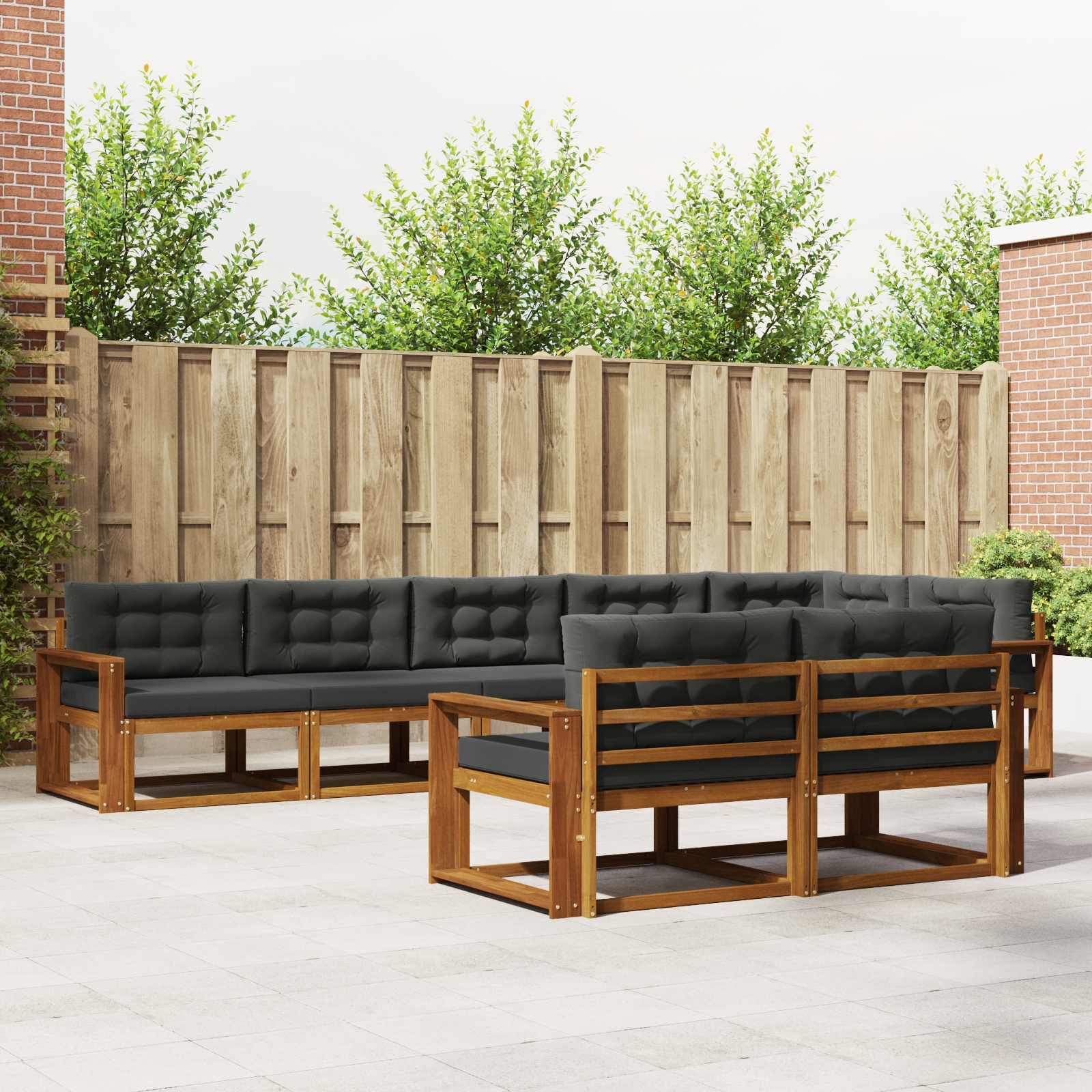 vidaXL Set de canapele de exterior cu pernă 8 pcs Natural și Antracit