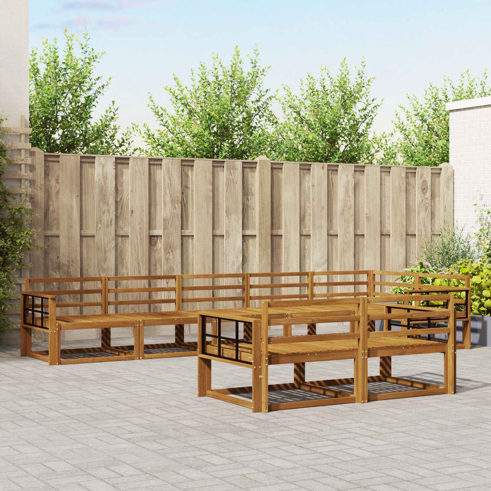vidaXL Set de canapele de exterior 8 pcs natural Lemn Solid de Acacia