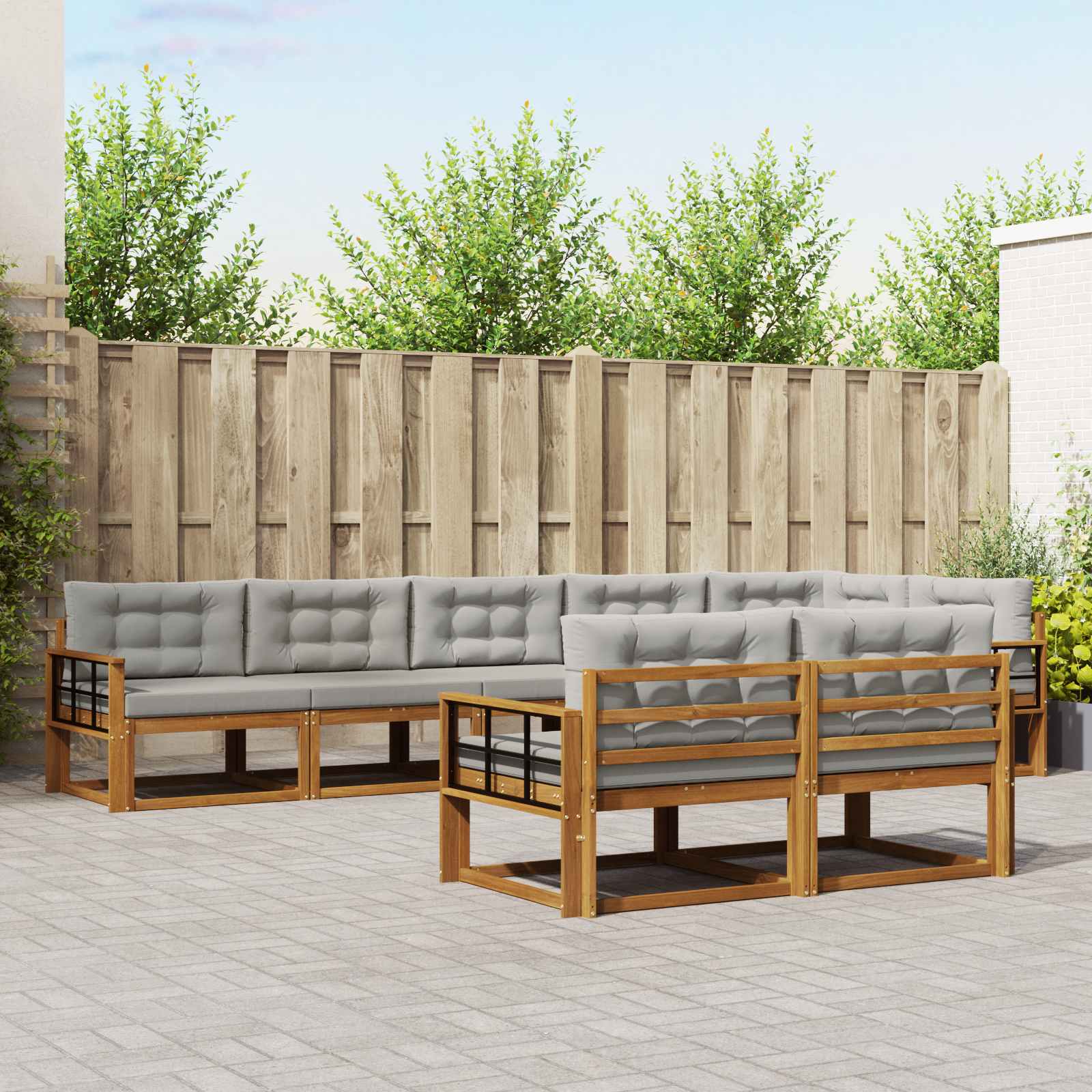 vidaXL Set de canapele de exterior 8 pcs Gri natural și deschis